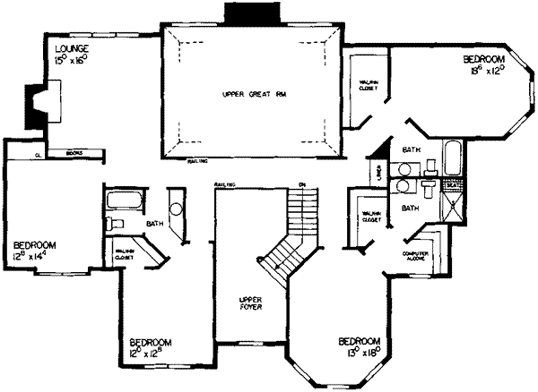 Architectural House Design - Victorian Floor Plan - Upper Floor Plan #72-196