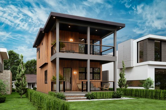Exterior - Rear Elevation 2 for Contemporary House Plan #54-675 - 3 bed, 2 bath