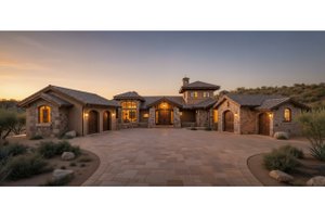 Adobe / Southwestern Exterior - Front Elevation Plan #892-6