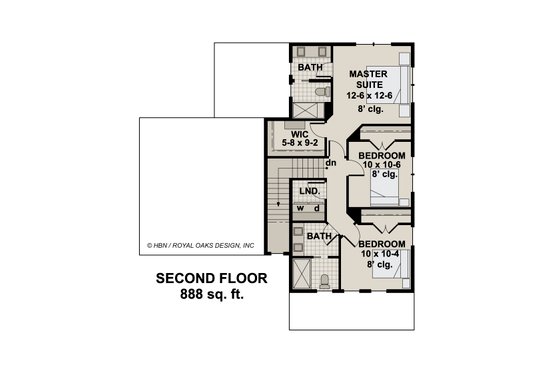 Floor Plan - Upper Floor for Farmhouse House Plan #51-1188 - 3 bed, 2.5 bath