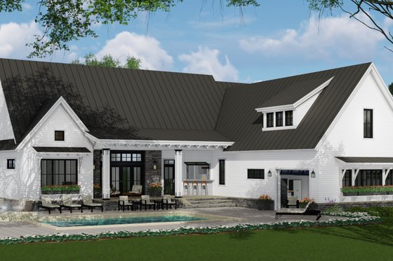 Exterior - Rear Elevation for Farmhouse House Plan #51-1137 - 3 bed, 2.5 bath