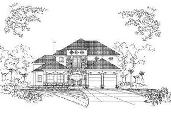 Exterior - Front Elevation for European House Plan #411-690 - 5 bed, 3.5 bath