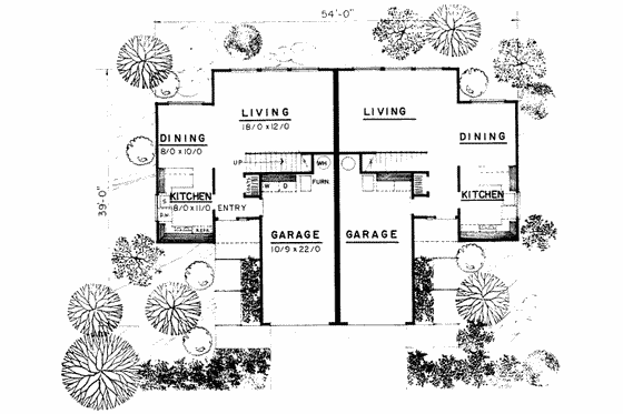 Floor Plan - Main Floor for Traditional House Plan #303-217 - 2 bed, 1 bath