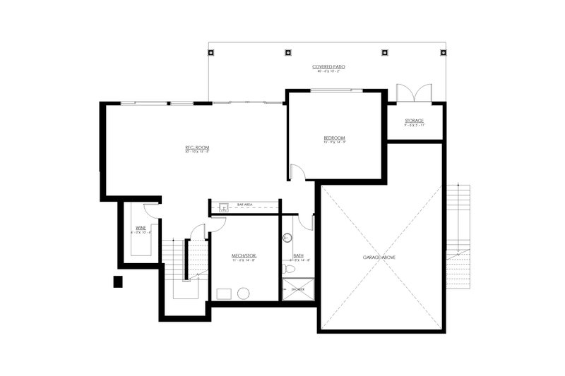 Home Plan - Floor Plan - Lower Floor for Prairie House Plan #1114-75 - 3 bed, 2.5 bath