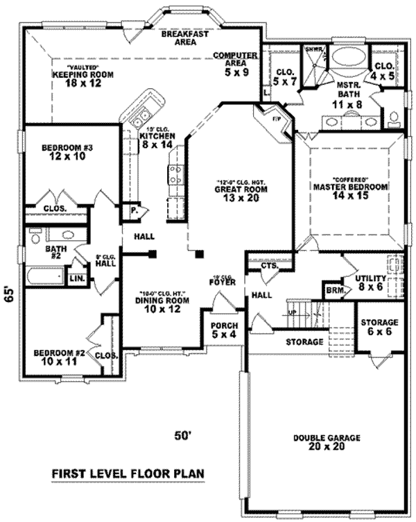 Floor Plan - Main Floor for European House Plan #81-1022 - 3 bed, 2 bath
