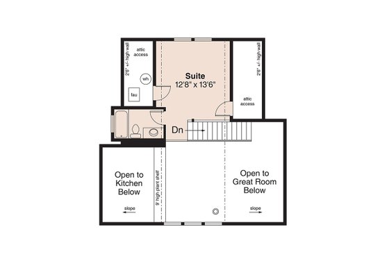 Floor Plan - Upper Floor for Cottage House Plan #124-1453 - 2 bed, 2 bath