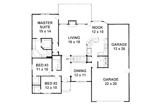 Floor Plan - Main Floor for Ranch House Plan #58-181 - 3 bed, 2 bath