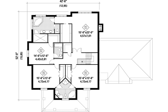 Floor Plan - Upper Floor for European House Plan #25-4631 - 4 bed, 3 bath