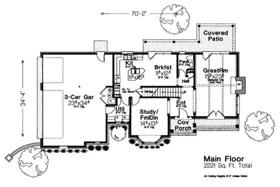 Floor Plan - Main Floor for Traditional House Plan #310-233 - 3 bed, 2.5 bath