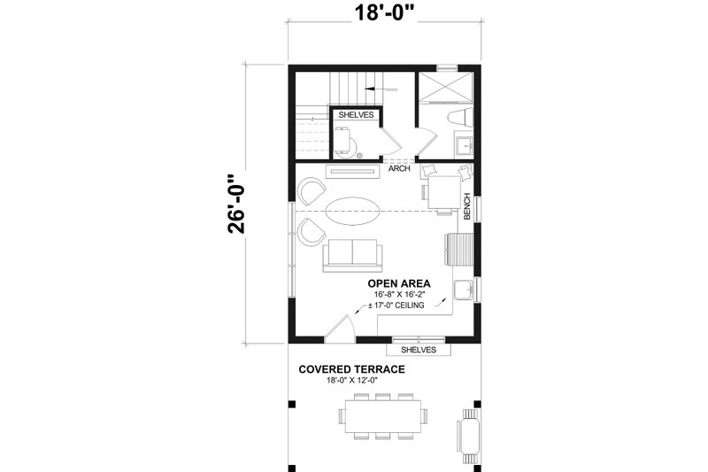 Dream House Plan - Floor Plan - Main Floor for Farmhouse House Plan #23-2836 - 1 bed, 1 bath