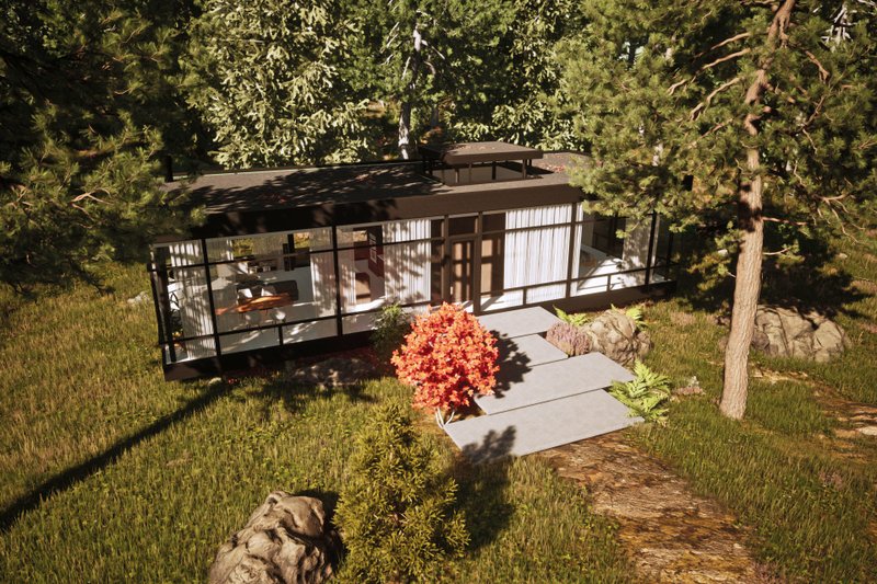 House Plan Design - Exterior - Other Elevation 3 for Modern House Plan #80-225 - 1 bed, 1.5 bath