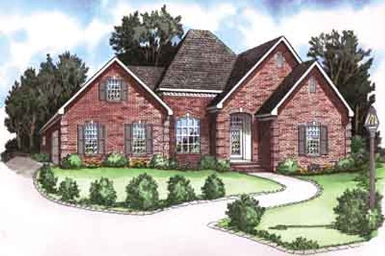 Exterior - Front Elevation for European House Plan #16-267 - 3 bed, 2 bath