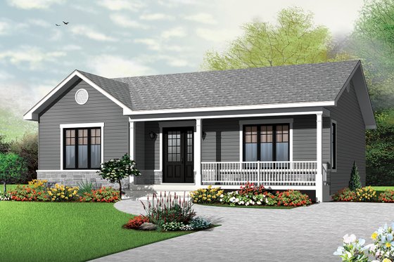 Exterior - Front Elevation 3 for Ranch House Plan #23-2662 - 2 bed, 1 bath