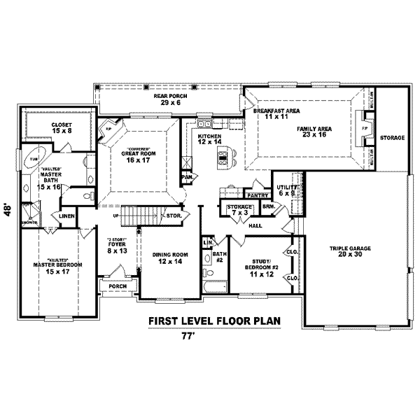 Floor Plan - Main Floor for Colonial House Plan #81-1579 - 3 bed, 3 bath