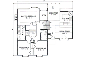 Floor Plan - Main Floor for Traditional House Plan #67-653 - 4 bed, 2 bath