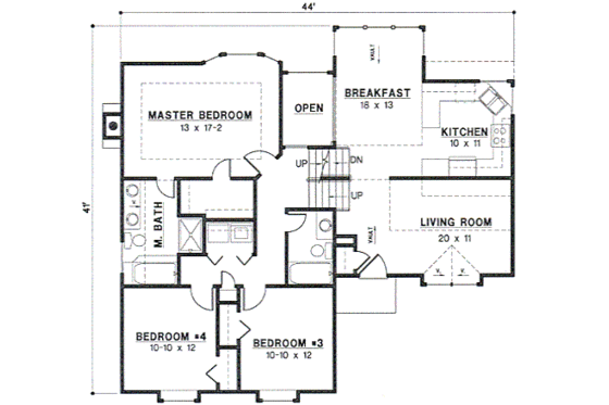 Floor Plan - Main Floor for Traditional House Plan #67-653 - 4 bed, 2 bath