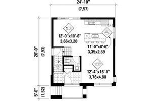 Floor Plan - Main Floor for Contemporary House Plan #25-4439 - 3 bed, 1 bath
