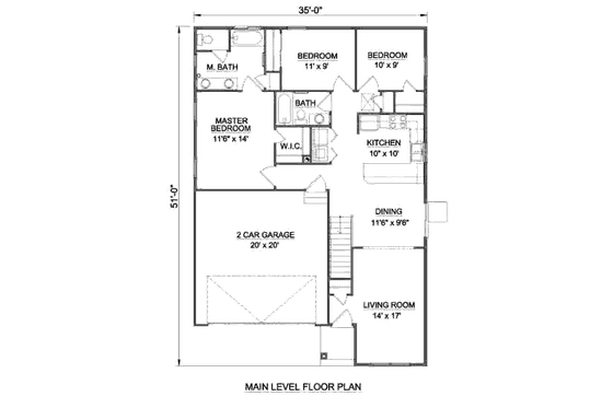 Floor Plan - Main Floor for Ranch House Plan #116-258 - 3 bed, 2 bath