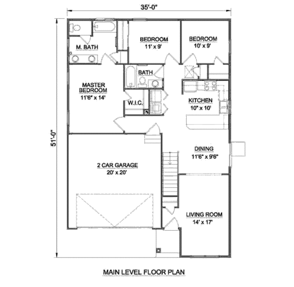 Ranch Floor Plan - Main Floor Plan #116-258