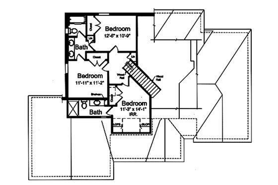 Floor Plan - Upper Floor for Traditional House Plan #46-869 - 4 bed, 3.5 bath