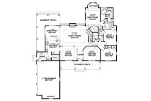 Floor Plan - Main Floor for Craftsman House Plan #456-33 - 3 bed, 2 bath