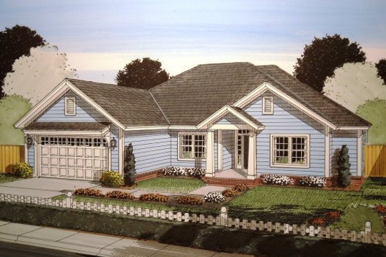 Exterior - Front Elevation 3 for Traditional House Plan #513-18 - 5 bed, 3 bath