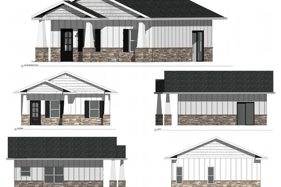 Exterior - Other Elevation 2 for Ranch House Plan #1077-6 - 1 bed, 1 bath