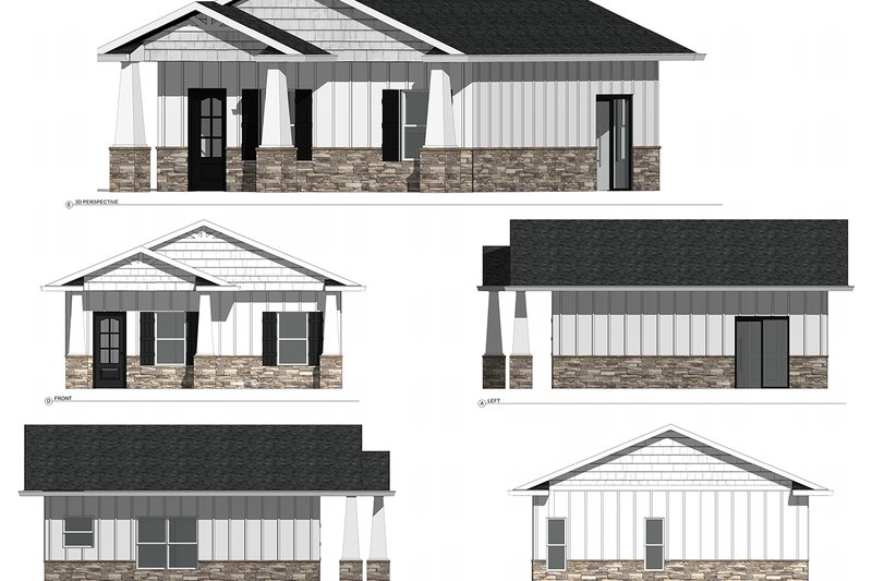 House Blueprint - Exterior - Other Elevation 2 for Ranch House Plan #1077-6 - 1 bed, 1 bath
