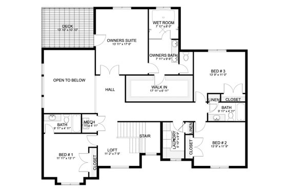Floor Plan - Upper Floor for Farmhouse House Plan #1060-241 - 4 bed, 3.5 bath