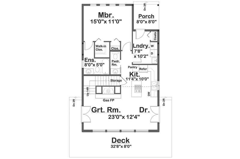 House Blueprint - Floor Plan - Main Floor for Cabin House Plan #126-314 - 3 bed, 2 bath