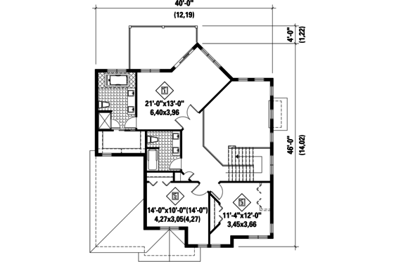 Floor Plan - Upper Floor for Traditional House Plan #25-4488 - 3 bed, 2 bath