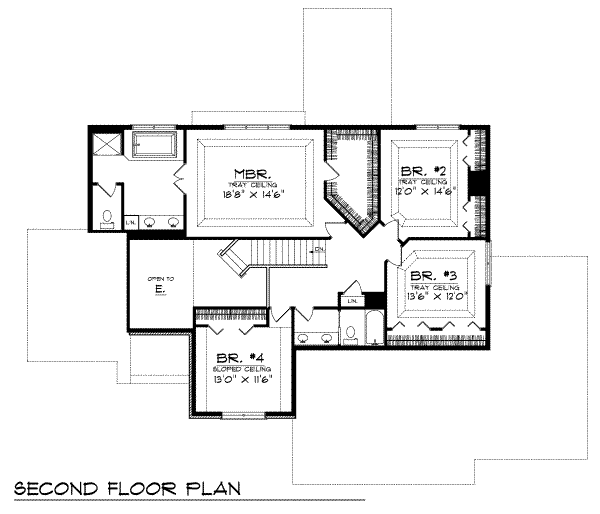 European Floor Plan - Upper Floor Plan #70-497