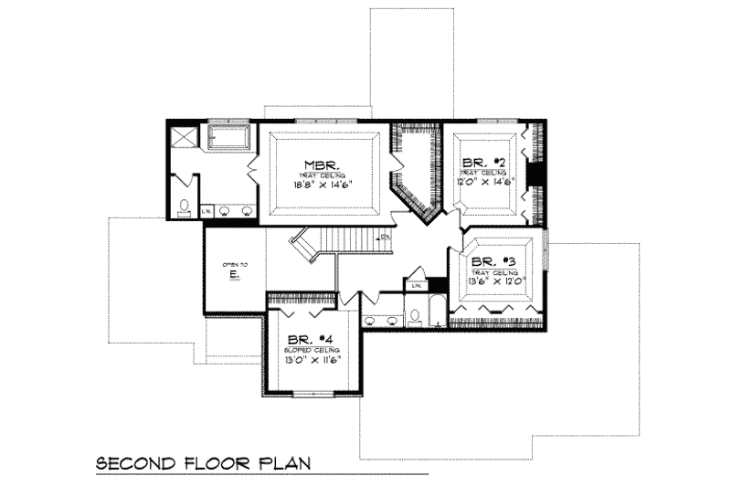 House Plan Design - Floor Plan - Upper Floor for European House Plan #70-497 - 4 bed, 2.5 bath