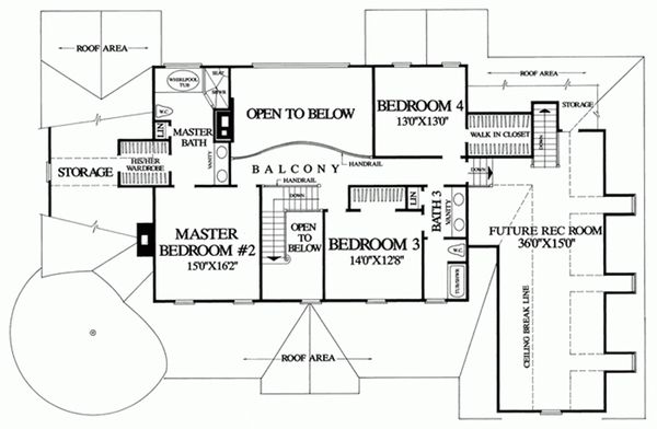 Southern Floor Plan - Upper Floor Plan #137-128