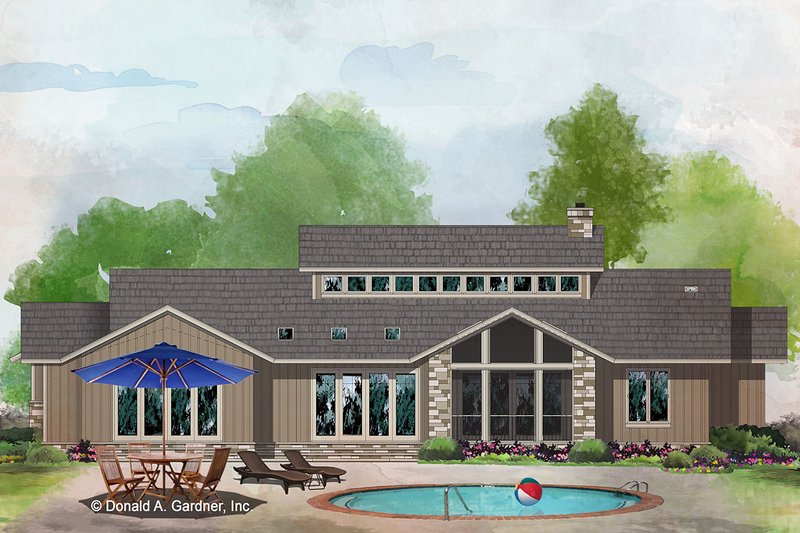 House Plan Design - Exterior - Rear Elevation for Contemporary House Plan #929-1074 - 4 bed, 3.5 bath