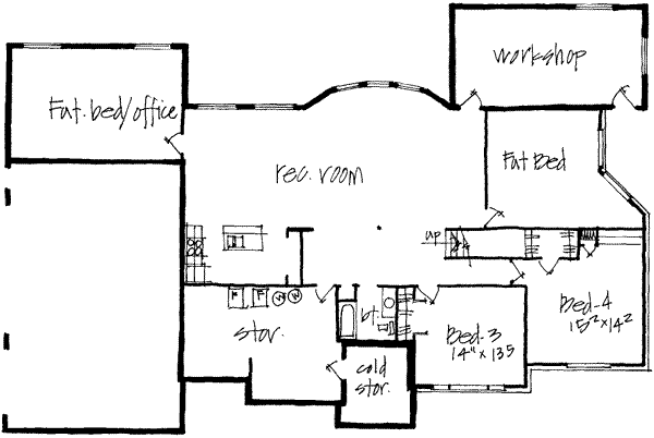 Southern Floor Plan - Lower Floor Plan #308-168