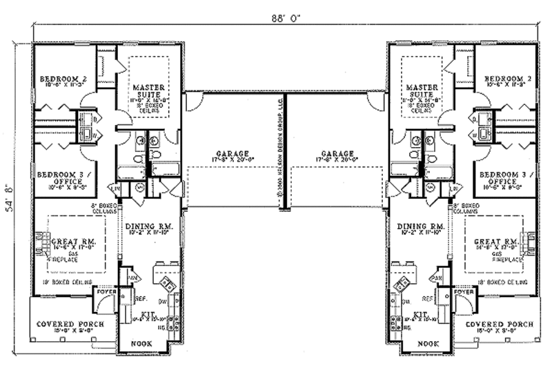 Traditional Style House Plan - 3 Beds 2 Baths 2558 Sq/Ft Plan #17-1064 ...