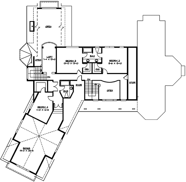 Craftsman Floor Plan - Upper Floor Plan #132-177