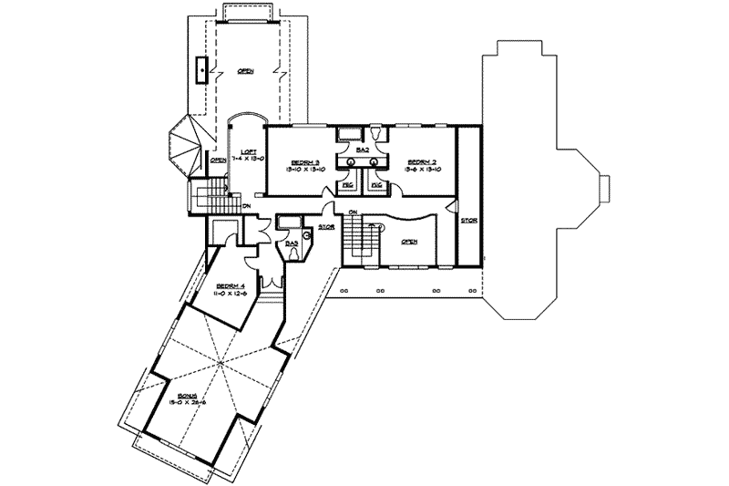 Dream House Plan - Floor Plan - Upper Floor for Craftsman House Plan #132-177 - 4 bed, 4.5 bath