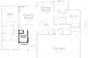 Exterior - Front Elevation 3 for Mediterranean House Plan #20-2174 - 3 bed, 2 bath