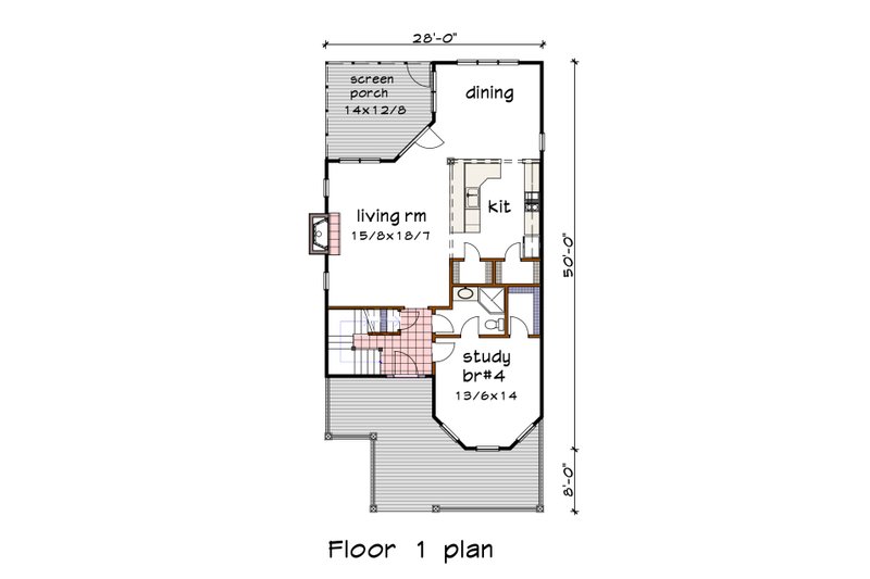 House Plan Design - Floor Plan - Main Floor for Craftsman House Plan #79-358 - 4 bed, 3 bath