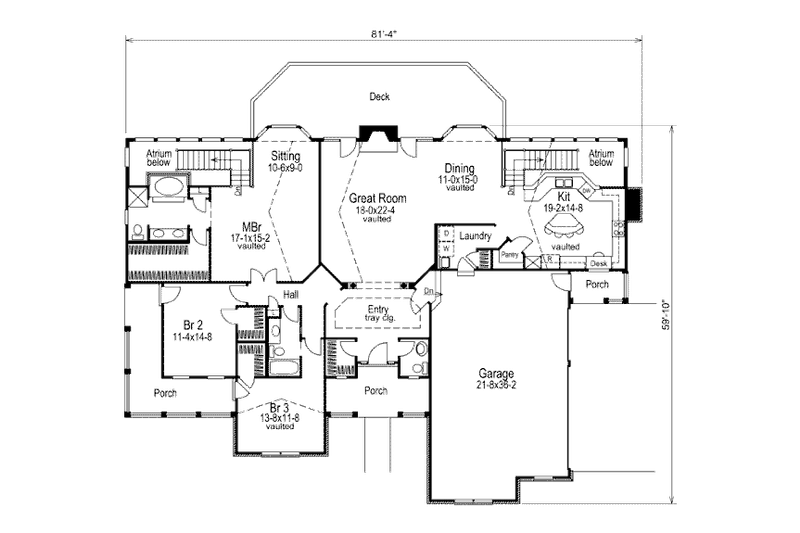 Architectural House Design - Floor Plan - Main Floor for European House Plan #57-272 - 3 bed, 2.5 bath