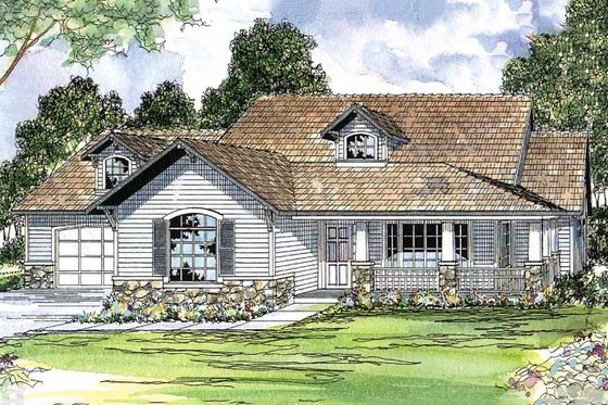 Exterior - Front Elevation 3 for Farmhouse House Plan #124-415 - 3 bed, 2 bath
