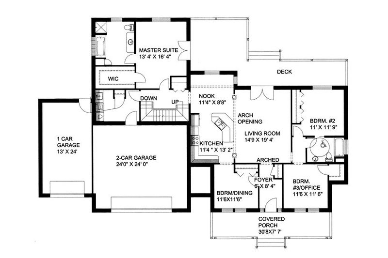 Home Plan - Floor Plan - Main Floor for Southern House Plan #117-147 - 4 bed, 3 bath