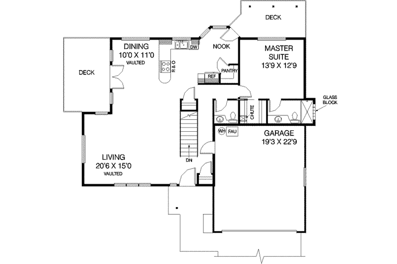 House Plan Design - Floor Plan - Main Floor for Traditional House Plan #60-514 - 3 bed, 2.5 bath