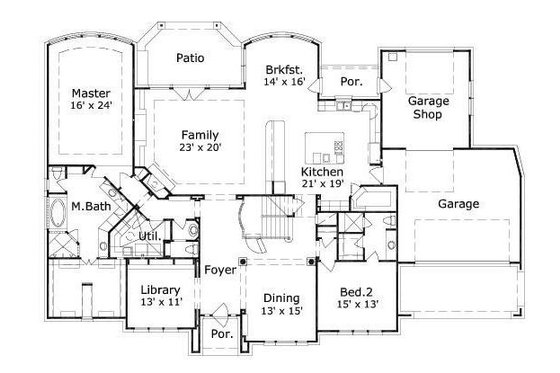 Floor Plan - Main Floor for European House Plan #411-795 - 4 bed, 3.5 bath