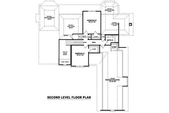 Floor Plan - Upper Floor for European House Plan #81-1119 - 3 bed, 2.5 bath