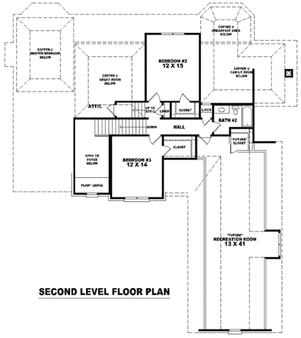 Floor Plan - Upper Floor for European House Plan #81-1119 - 3 bed, 2.5 bath
