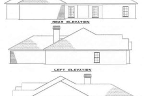 Exterior - Rear Elevation for European House Plan #17-140 - 4 bed, 2 bath