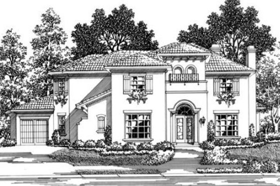 Exterior - Front Elevation for European House Plan #141-166 - 5 bed, 4.5 bath